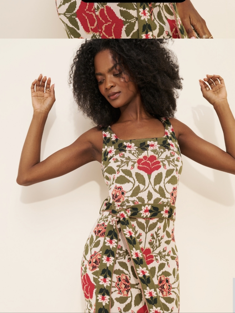 Farm Rio Garden Tapestry Floral Knit Midi Dress Size L - Picture 3 of 10